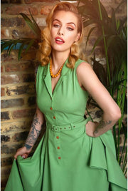 Collectif Caterina 50's Mouwloze Swing Jurk Groen