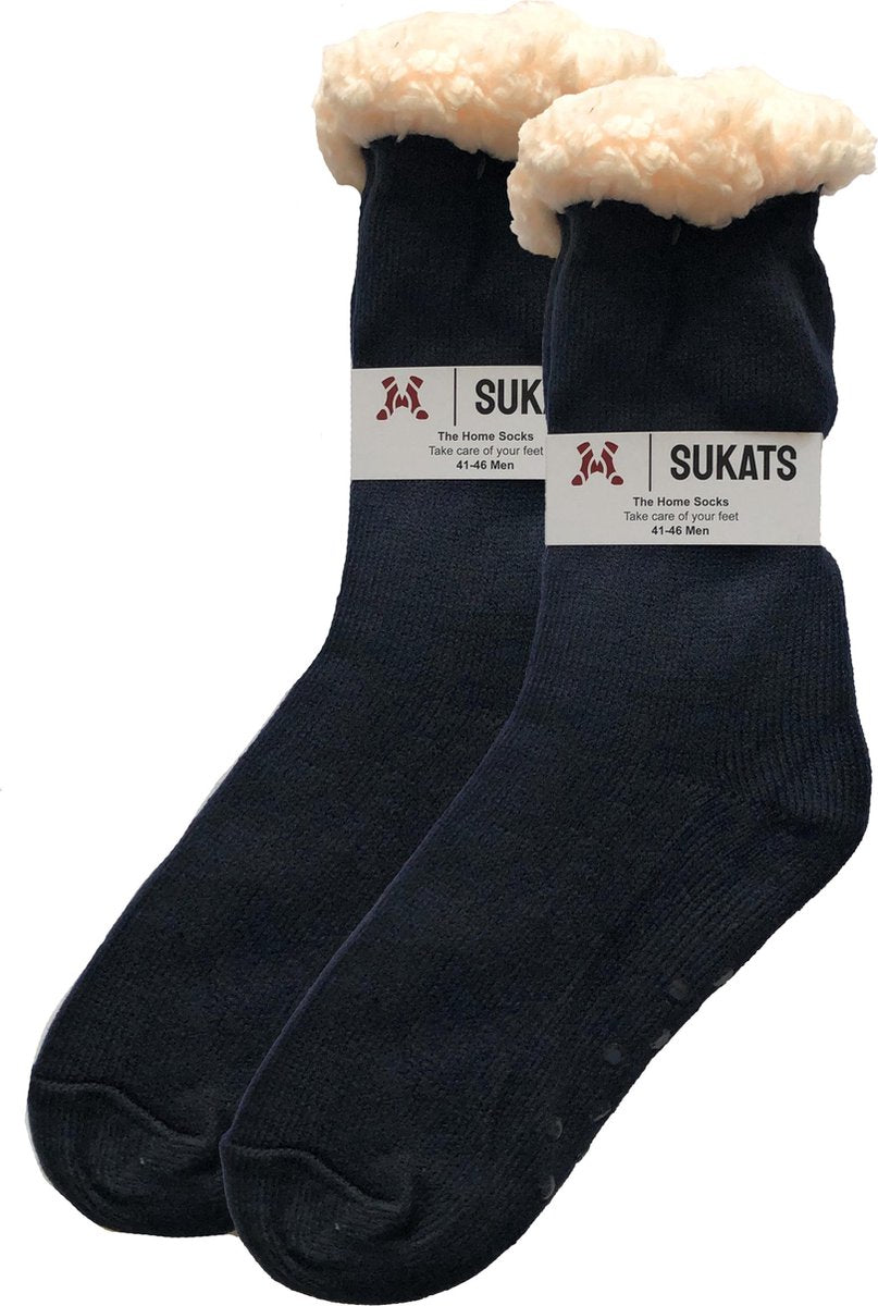 Sukats - Homesocks - Huissokken - Dames en Heren - Maat 41-46 - Blauw - Anti-Slip - Fluffy - Meerdere Maten en Varianten