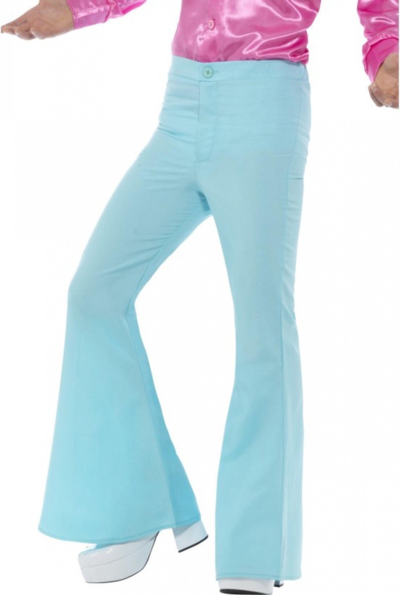 Turkooisblauwe disco broek voor mannen - Verkleedkleding