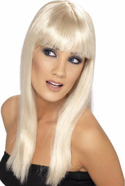 Blonde glamour pruik met pony