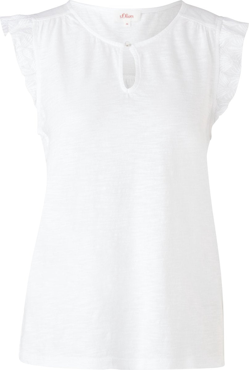 s.Oliver Top dames - Mouwloos - 100% Katoen - Wit - Maat 3XL (46)