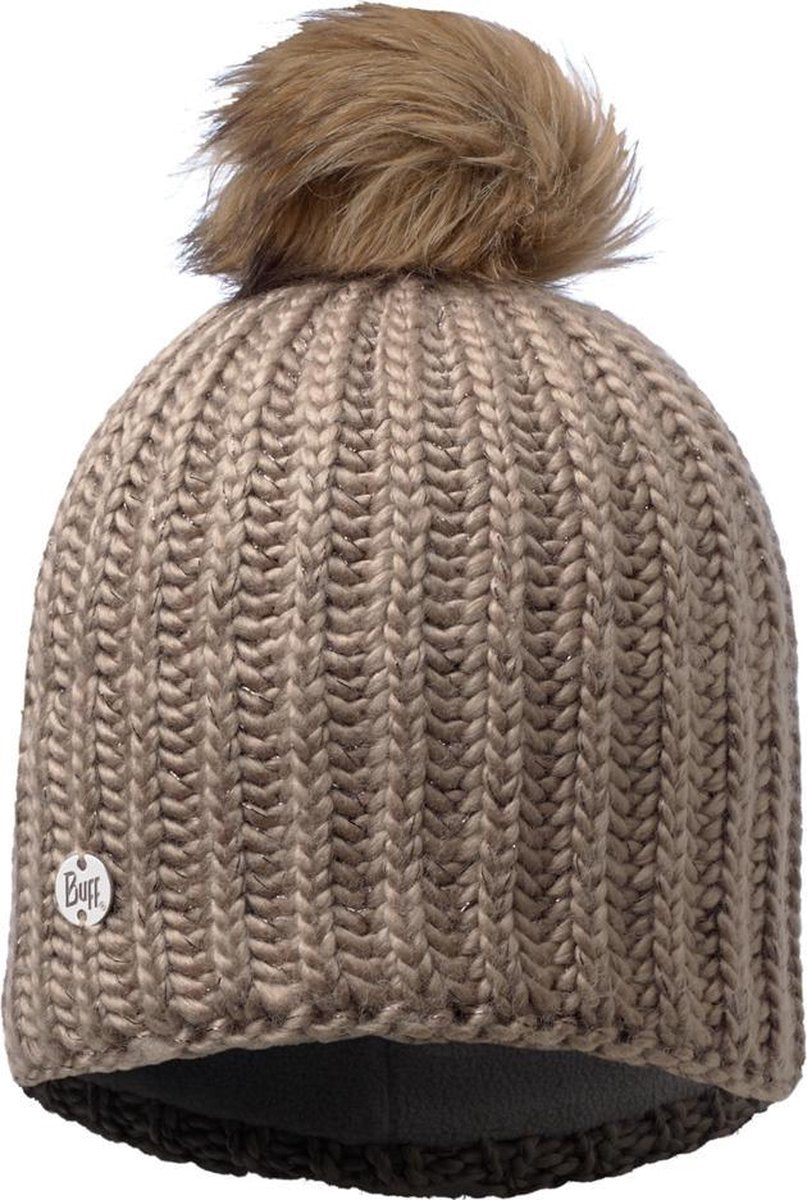 KNITTED & POLAR HAT BUFF - GLEN BEIGE CHIC