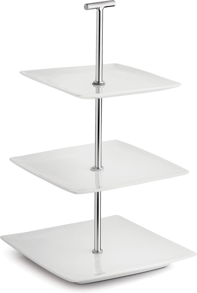 Yong Squito Serveertoren - 3-delig 20 x 20 cm - Porselein - Wit