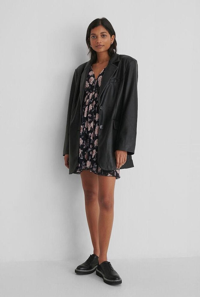 NA-KD Wrapped Flounce Mini Vrouwen Jurk - Navy - Maat EU 40