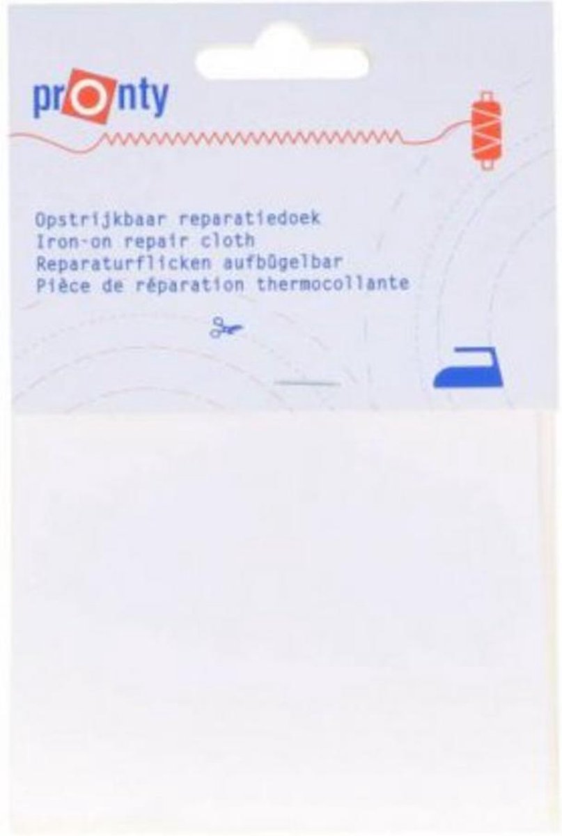 Pronty opstrijkbaar reparatiedoek - opstrijk doek wit keper katoen - 10 x 40 cm art. 535.630.010