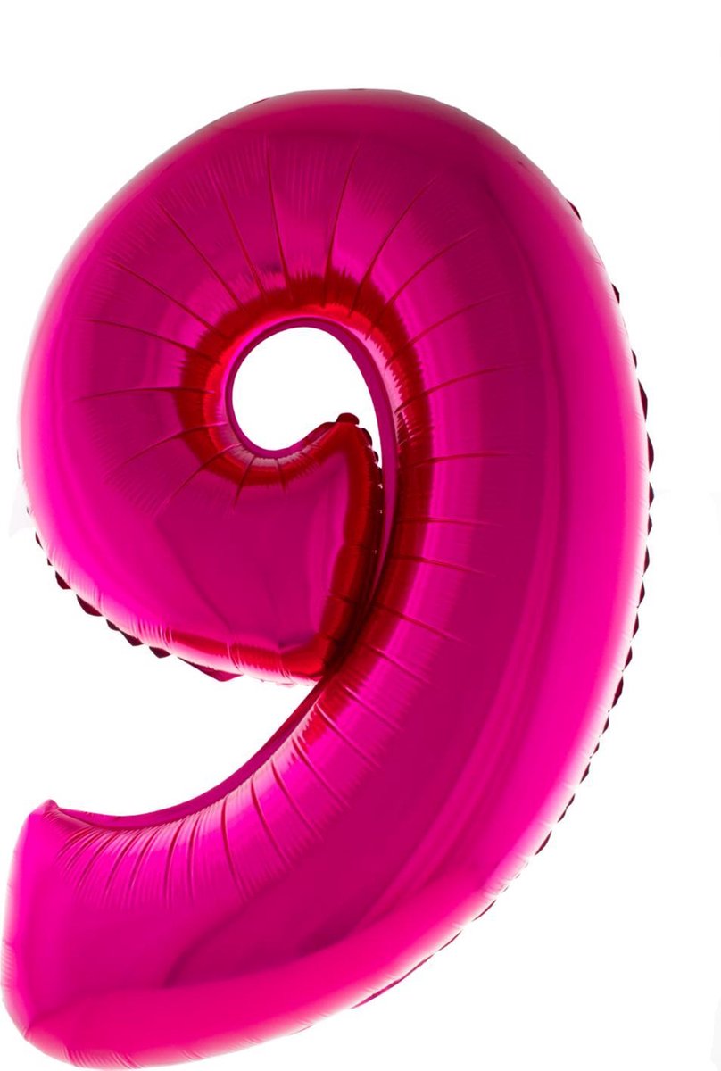 Cijferballon folie nummer 9 | Opblaascijfer 9 roze 102cm