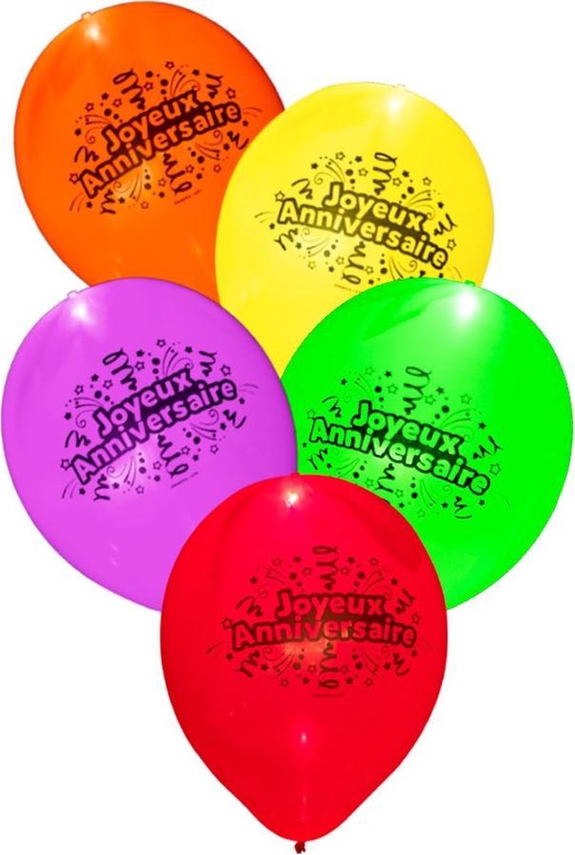 Illooms Led-ballon Joyeux Anniversaire Latex 5 Stuks