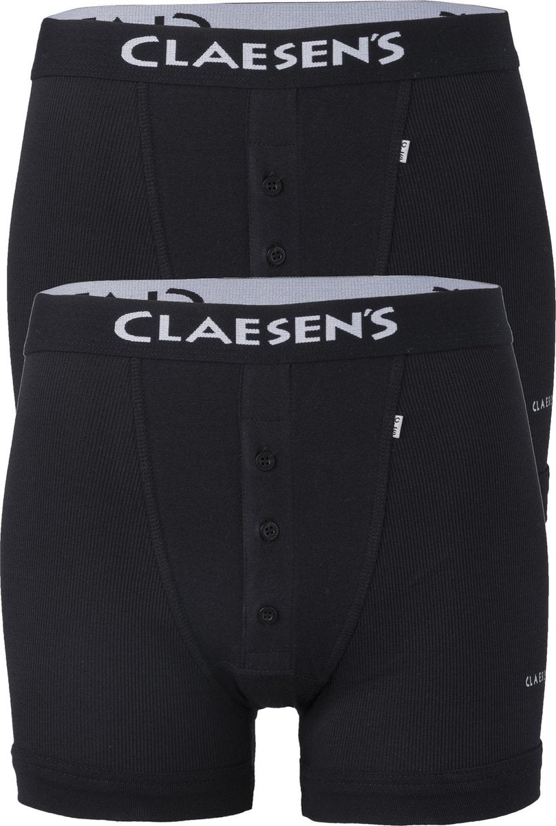 Claesen's Basics boxers (2-pack) - retro rib heren boxers met gulp - zwart -  Maat: L