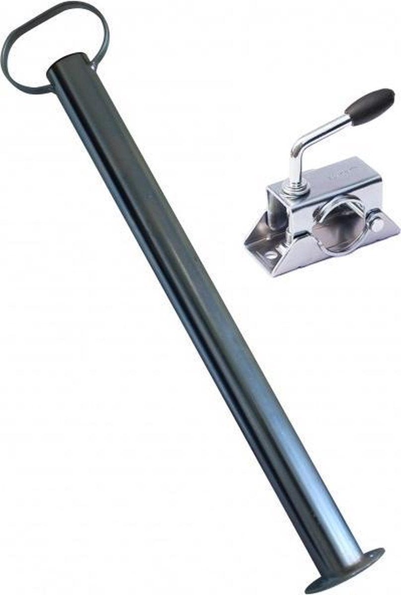 Steunpoot Ø48mm x 700 mm - Inclusief klem - Stalen steunpoot aanhangwagen met handvat