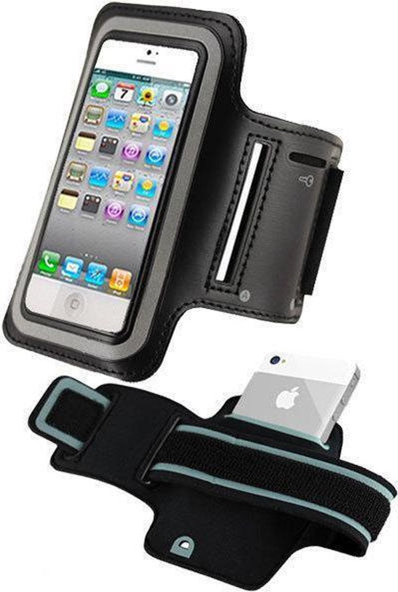 Sportband iPhone 5 / 5S / 5C hardloop sport armband met reflectie kleur Zwart