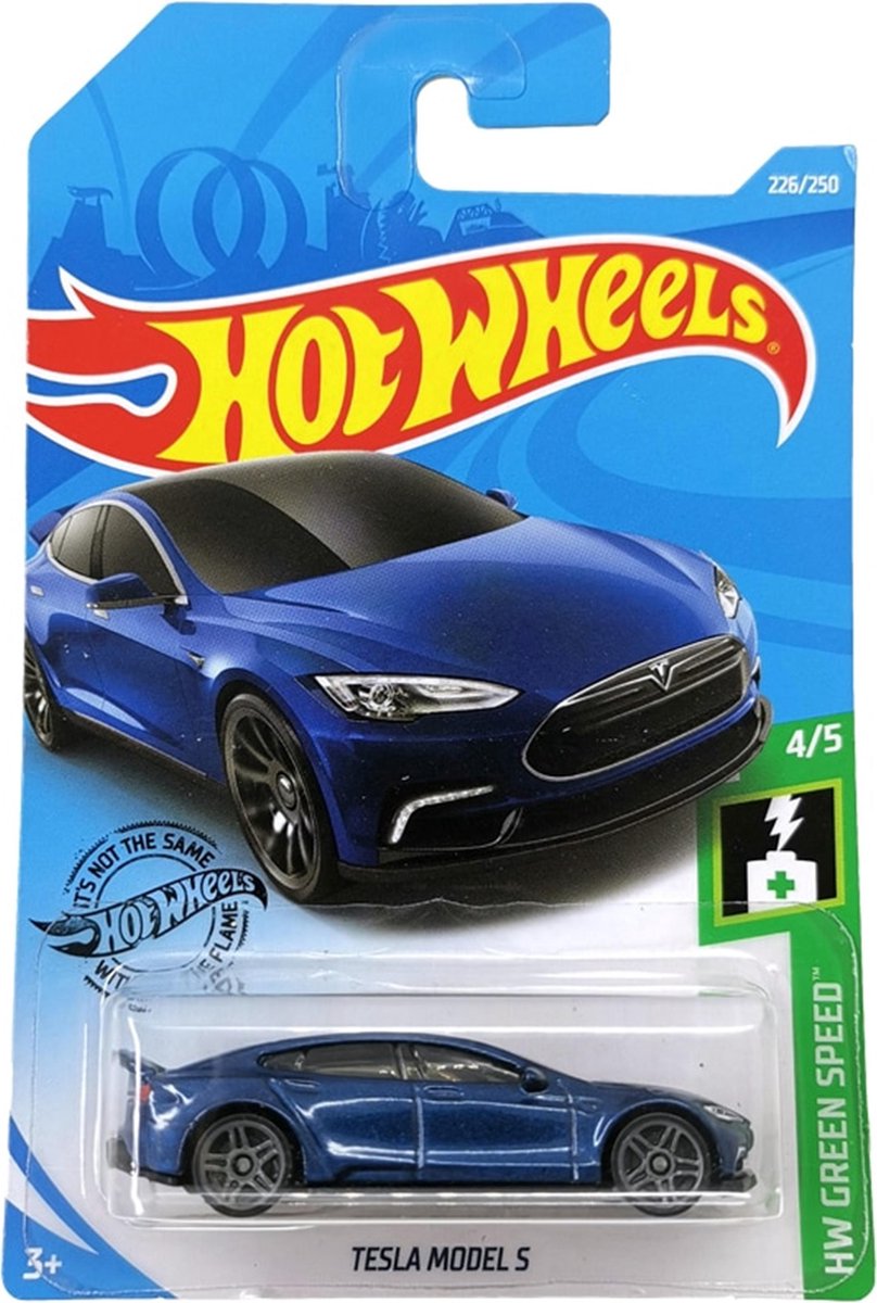 Tesla Model S Autootje - Hot Weels Auto - Mini Auto Speelgoed - Blauw - 7x3x3cm