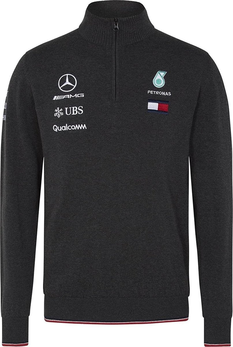Mercedes Trui Petronas Heren Nylon Donkergrijs Maat Xs