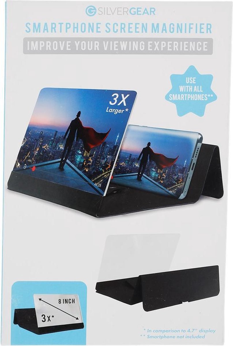 Schermvergroter Smartphone Telefoonscherm Vergroter Smartphone Vergrootglas 8 Inch Beeldschermvergroter GSM Vergrootscherm 3D Scherm Telefoon Mobiele Telefoon Zwart Scherm Vergroter