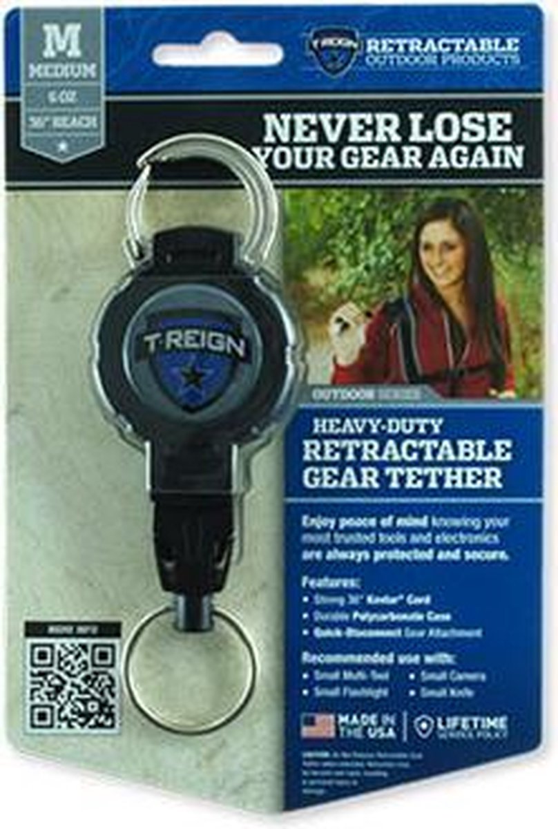 T-Reign Retractable Gear Tether Medium Carabiner / Splitring
