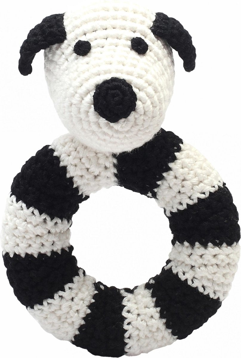 Naturezoo Ringrammelaar Hond Gehaakt 14 Cm Zwart/wit