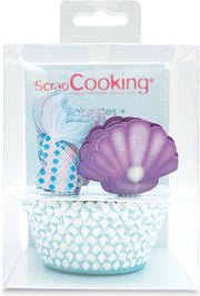 ScrapCooking Cupcakevormpjes & Toppers - Zeemeermin - Set/24