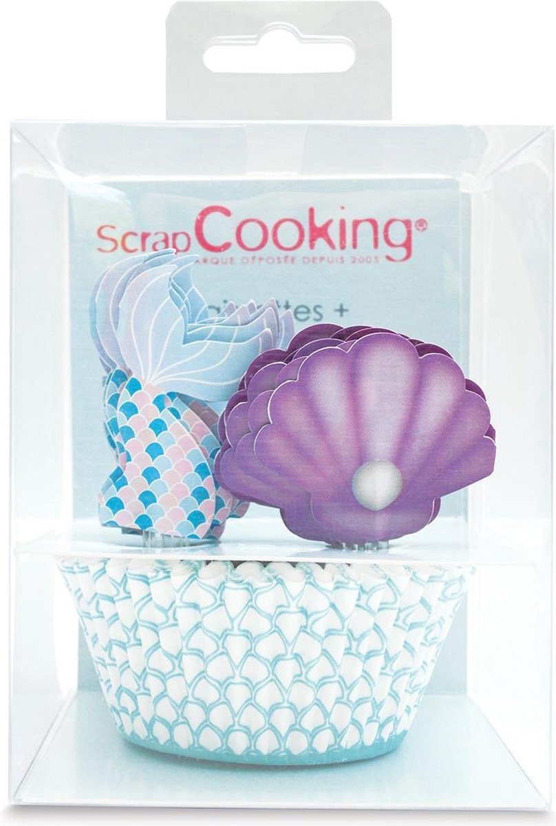 ScrapCooking Cupcakevormpjes & Toppers - Zeemeermin - Set/24