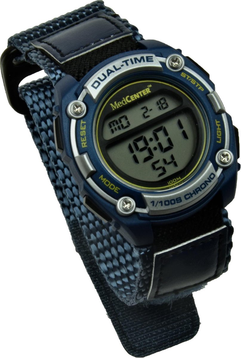 Medicijnhorloge of Plashorloge met 5 alarmen Blauw