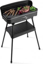 Fritel Elektrische Barbecue en Tafelgrill - Grilloppervlak (LxB) 50x25 cm - 2200W -  Met Onderstel - Zwart