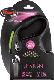 Flexi Design Tape - Hondenriem - Zwart/Groen - M - 5 m  - (<25 kg)