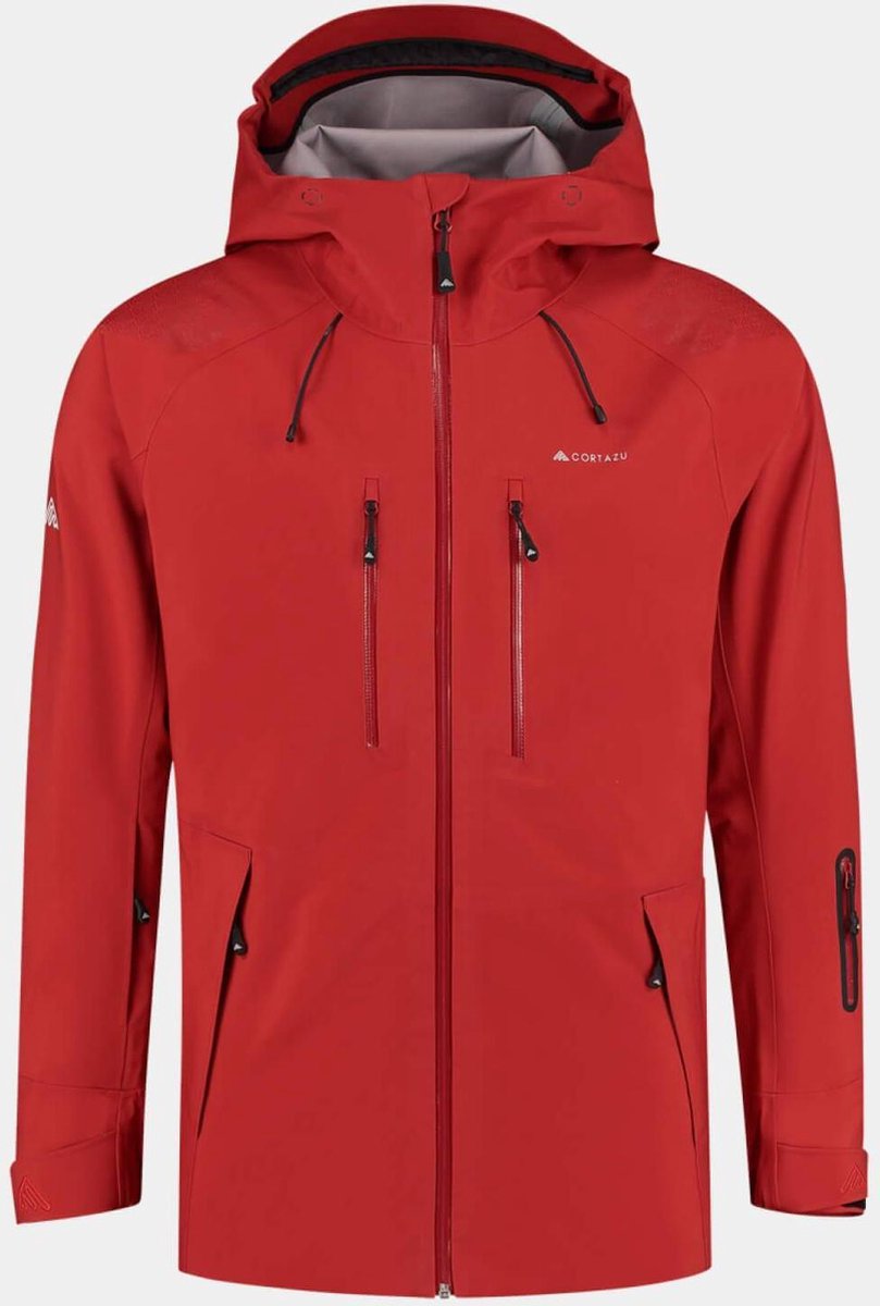 Cortazu Mountain Hard Shell Jas  Chili Rood | Heren warme outdoor jas waterdicht & winddicht met capuchon