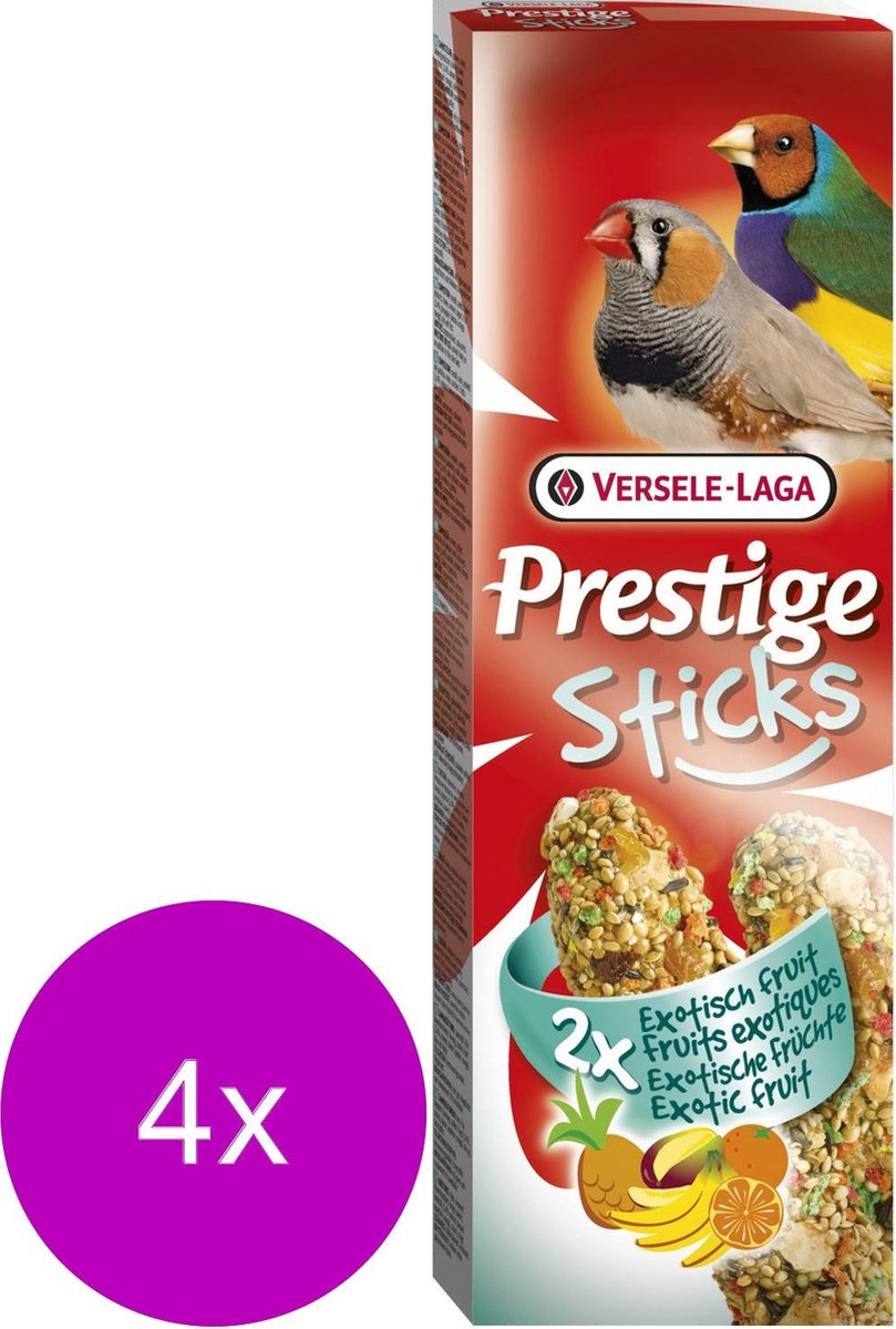 Versele-Laga Prestige Sticks Vinken Exotisch Fruit - Vogelsnack - 4 x 2x30 g