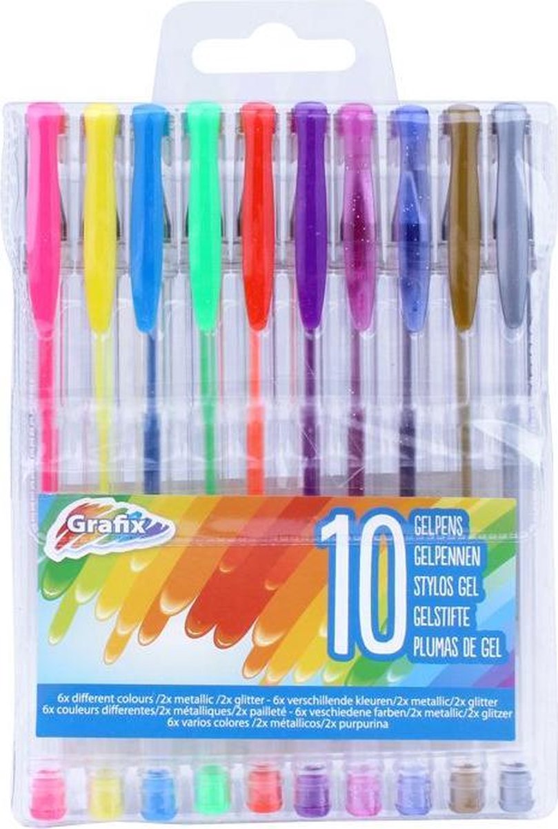Gelpennen Neon-Glitter-Metallic 10 Stuks