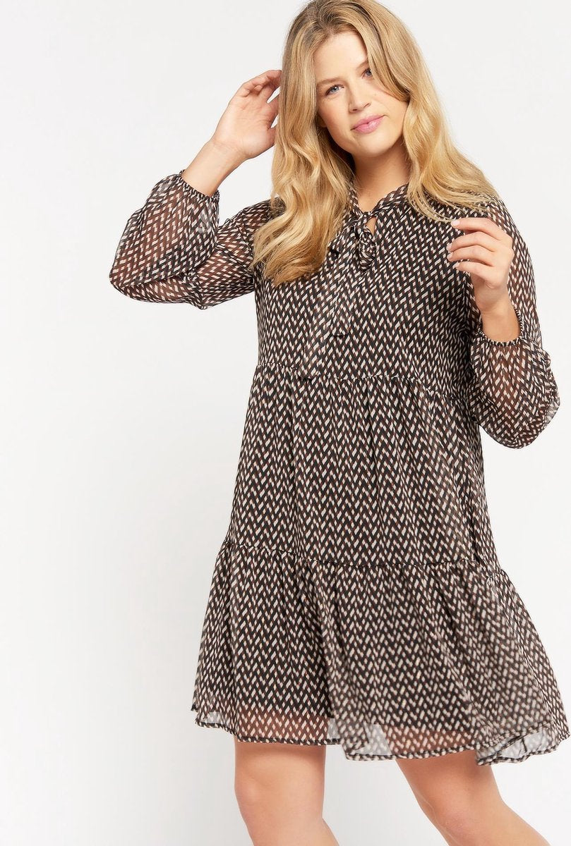Mini jurk met grafische print - Bruin