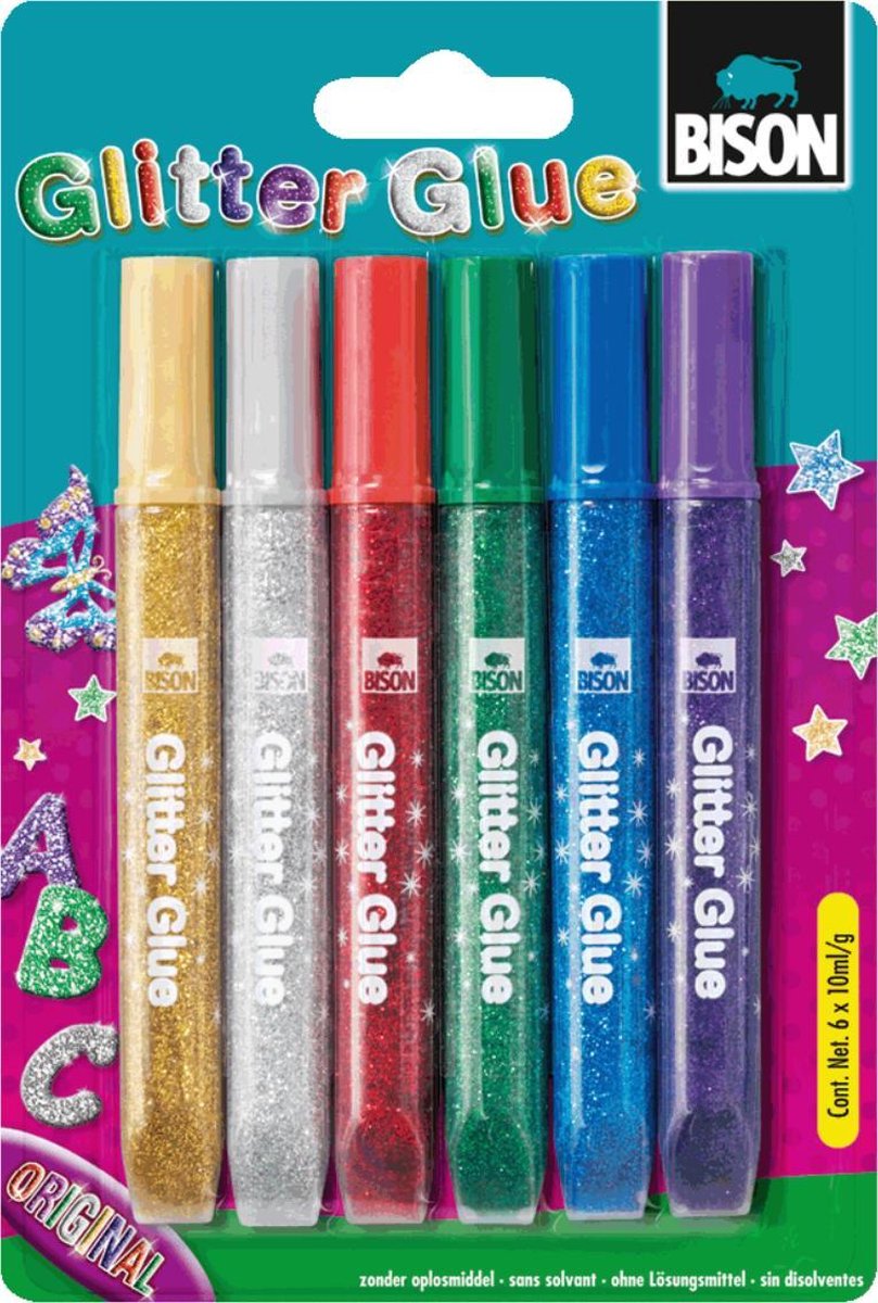 Bison Glitterlijm - 6 tubes Uitdeelcadeautjes