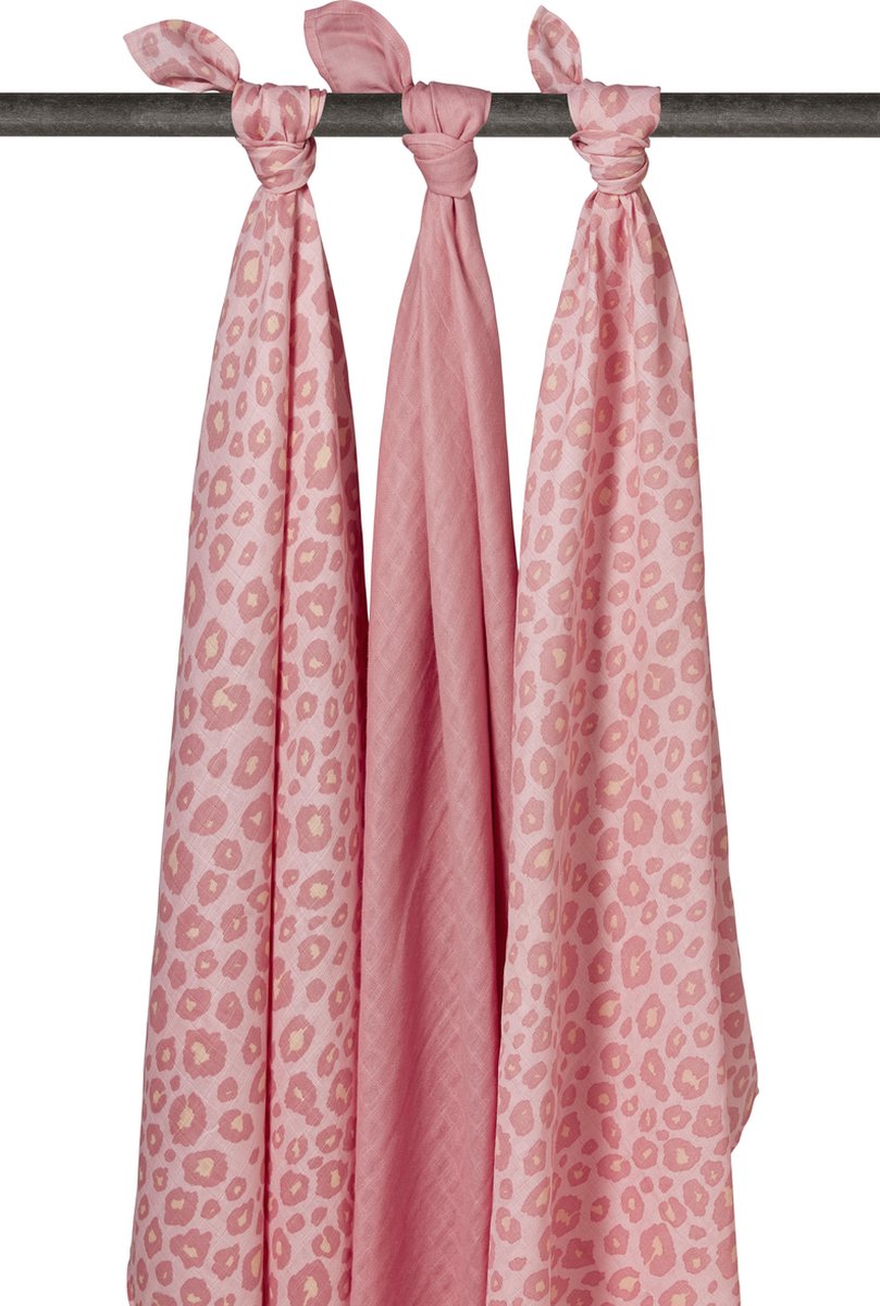 Meyco 3-pack Swaddle - Panter/Oud roze/Panter