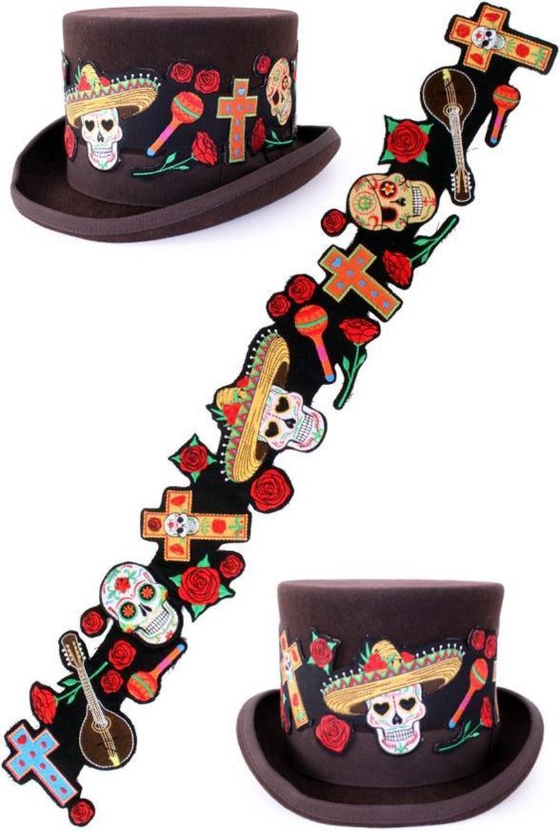 Applicatie day of the death / hoedenband 65 cm
