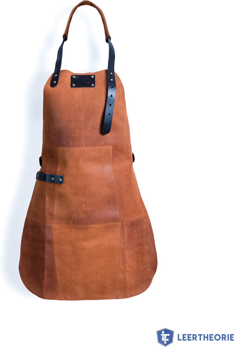 Lederen BBQ Schort - Vrouw -  Leren Schort dames - Professionele Kookschort – Kokschort - Licht Bruin (cognac) - Echt Leer Leren Schort - Lederen Schort – Moederdag – Stoer Cadeau voor Vrouw Mama Oma – 79 cm x 55 cm