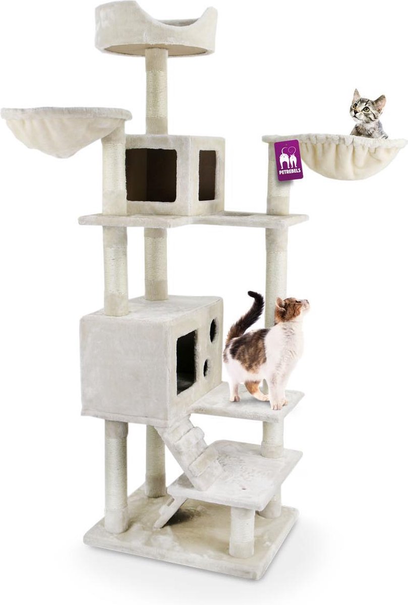Petrebels Cleveland 175 krabpaal - Creme - 175 cm - kleine katten
