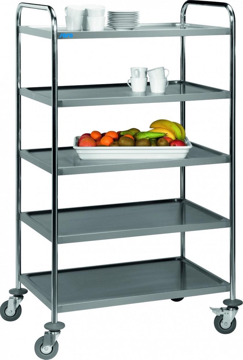 Saro RVS serveerwagen | 86(b) x 54(d) x 154(h) cm