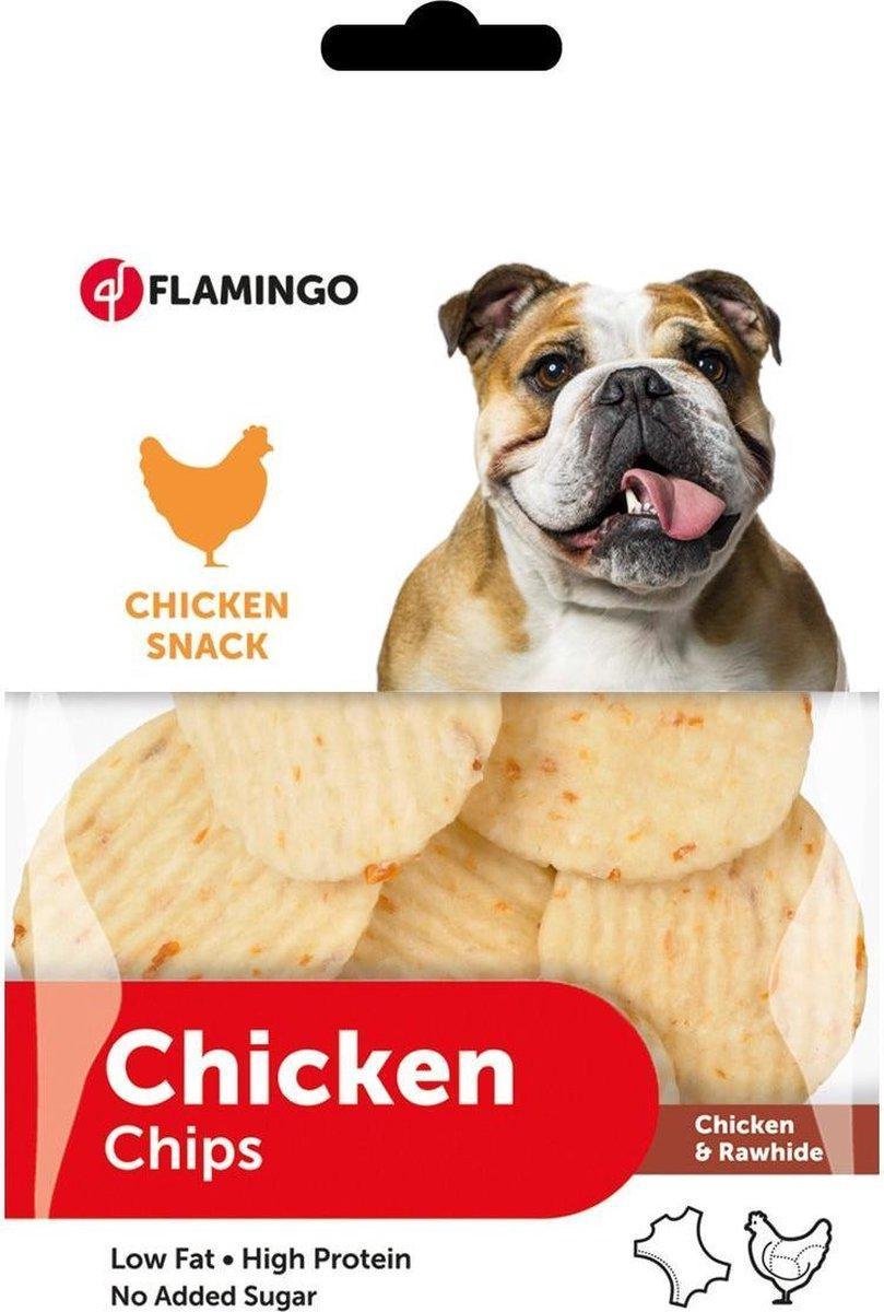 Flamingo hondensnack Buffelhuid chips met kip 85gr