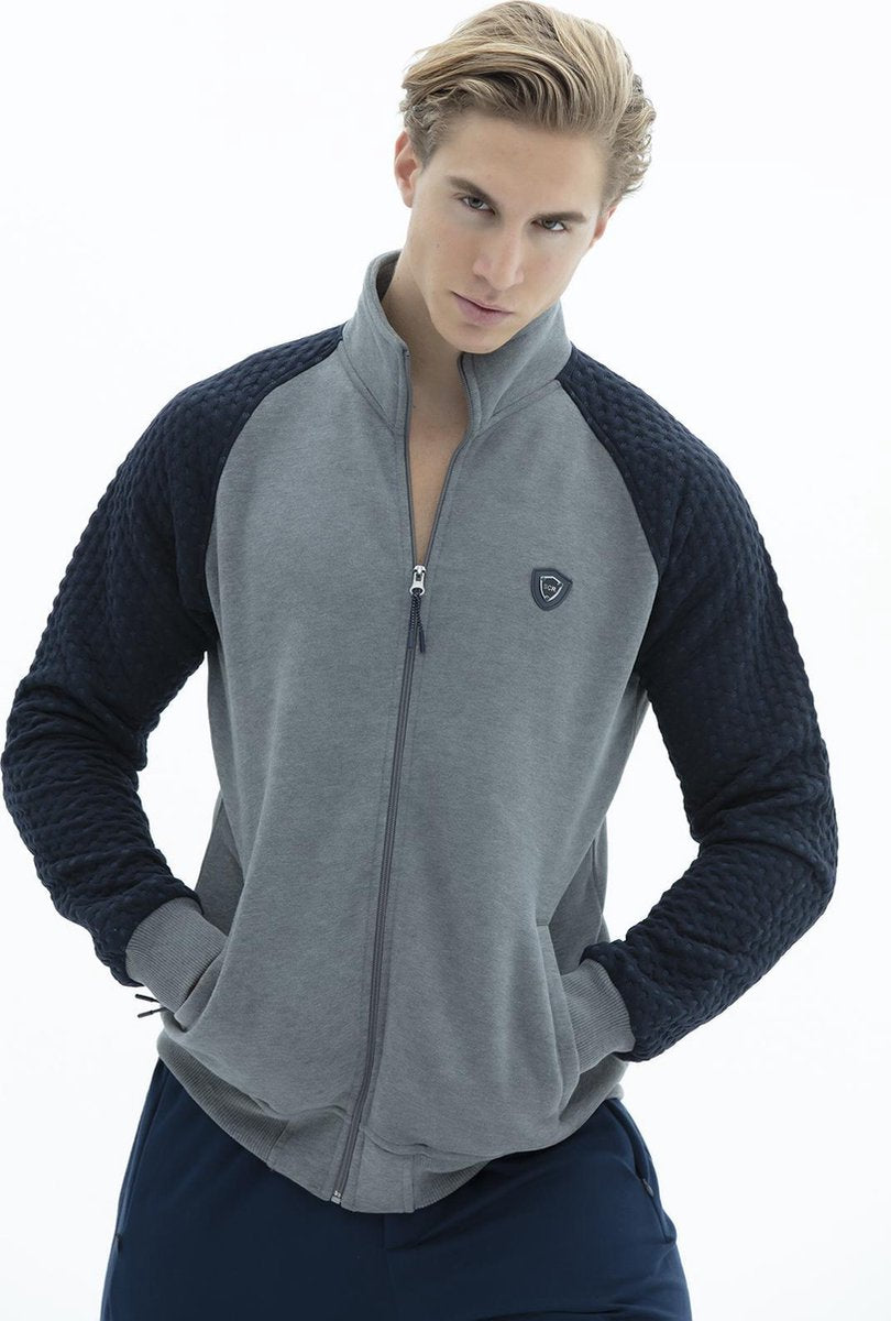 SCR. Lebo Winter Sweatvest Met Donkerblauwe Mouwen Met Wafelstof