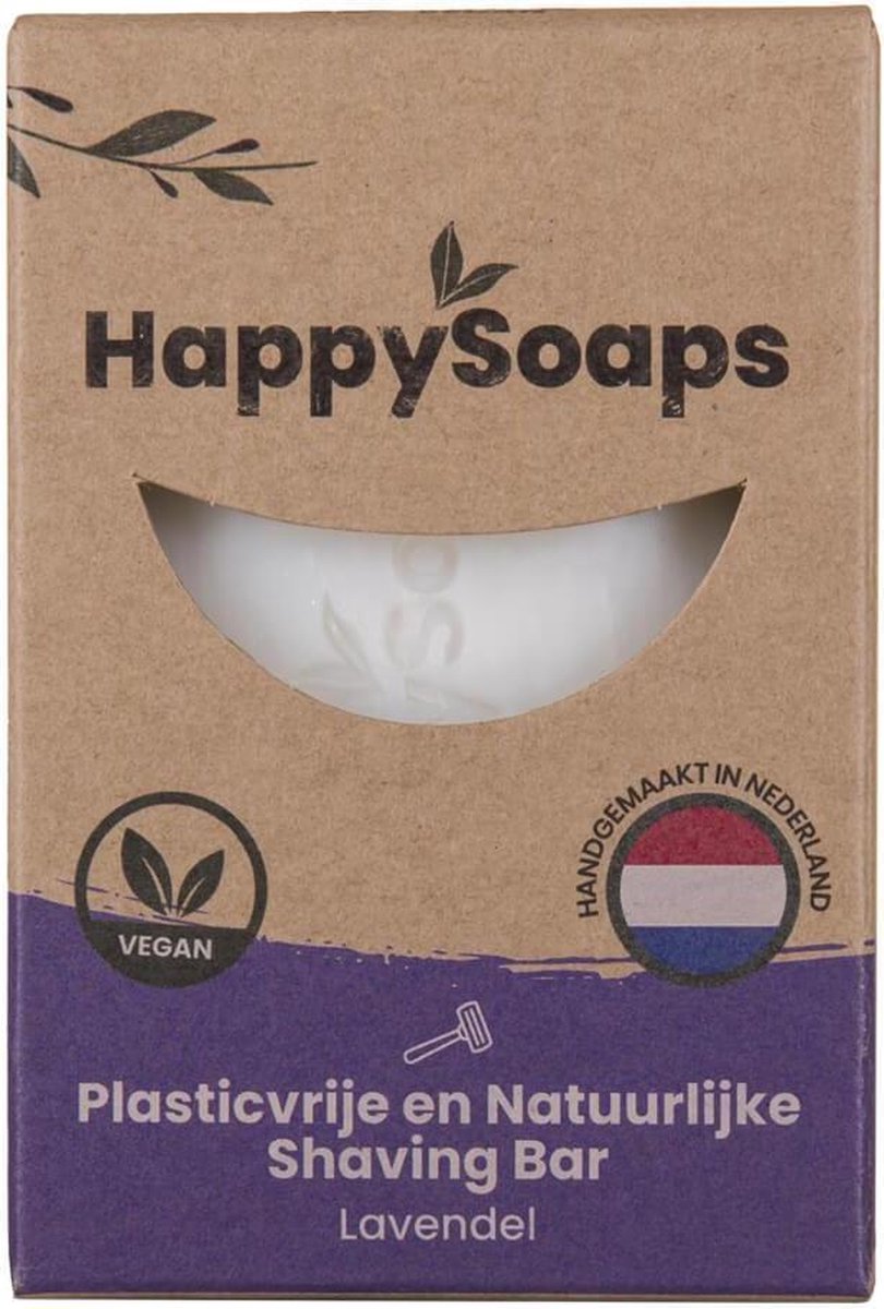 Happy Soaps -Natuurlijke - Scheerzeep - Lavendel - Plasticvrij - Vegan - Dierproefvrij - 80 gram