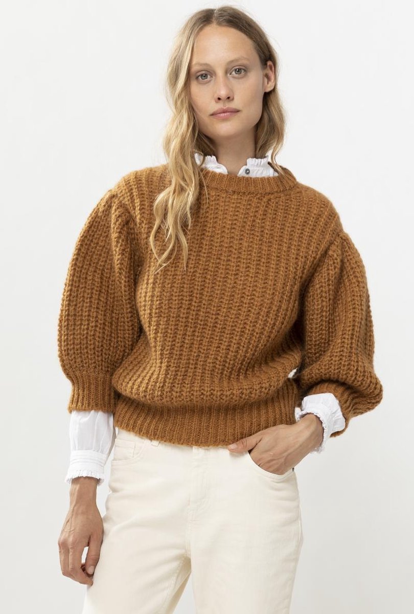 Sissy-Boy - Bruine knit sweater met pofmouwen