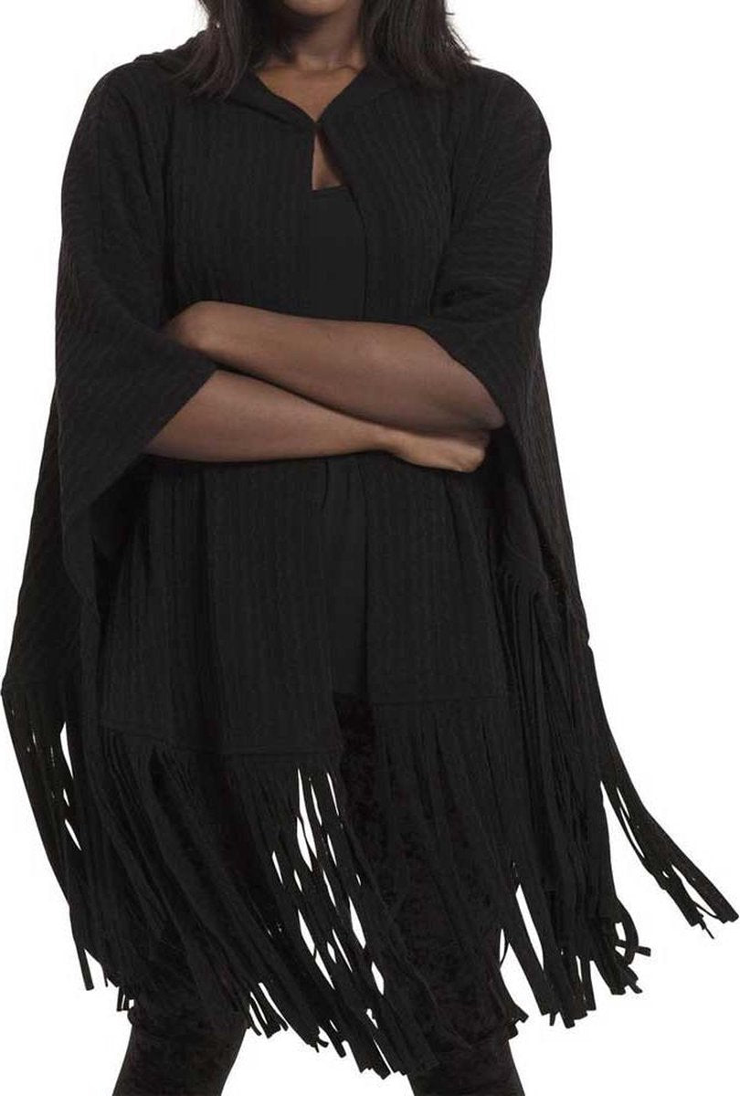 Jawbreaker Cape -L- Sacred Raven cape franjes Zwart