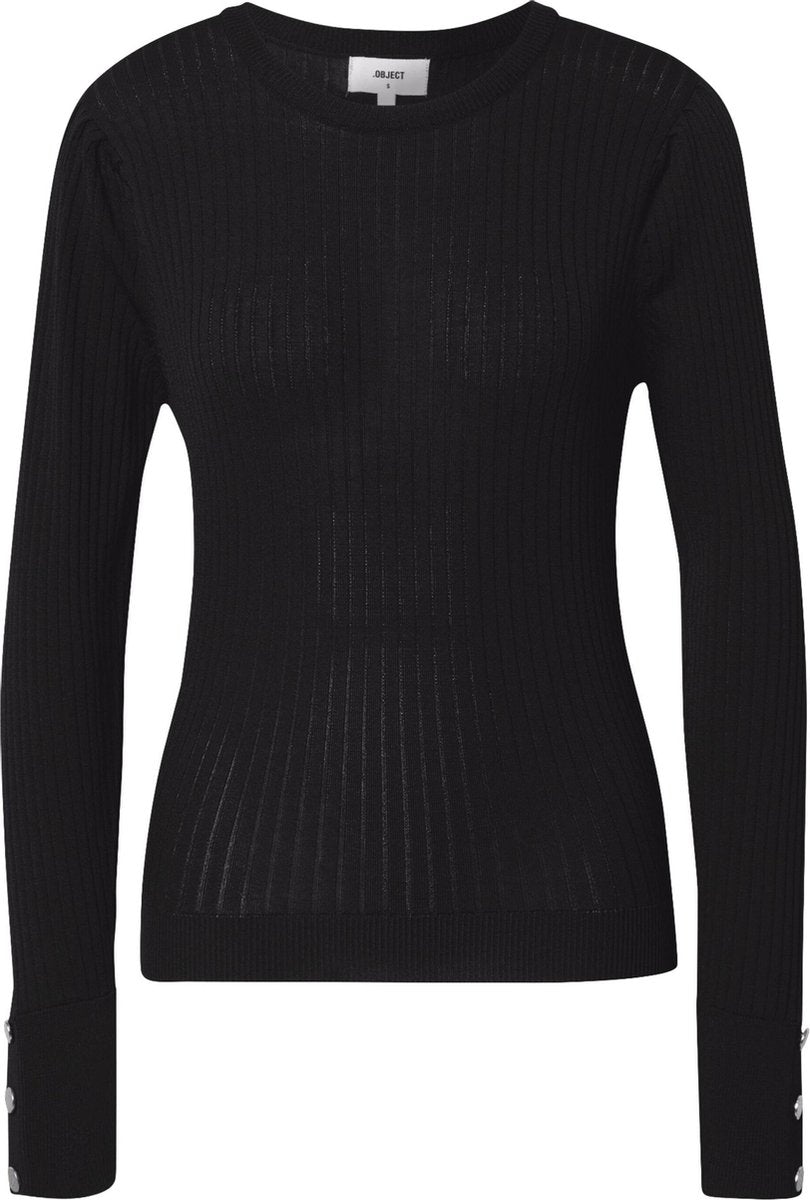 Object zachte zwarte geribte slim fit trui - valt kleiner - Maat S