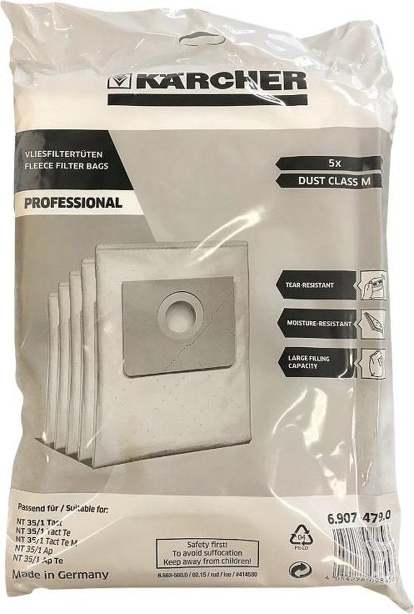 Karcher stofzuigzakken origineel - 5st - stofzakken stofzuigerzakken voor oa. NT35/1