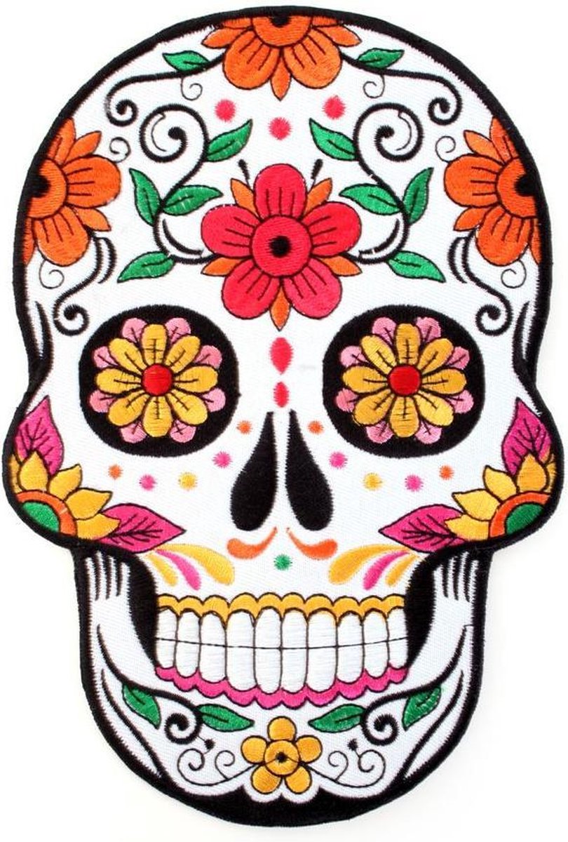 Applicatie Sugar skull 21x14cm met lijm