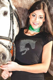 Cavalliera / Original T-Shirt met strassdeco- springpaard XL