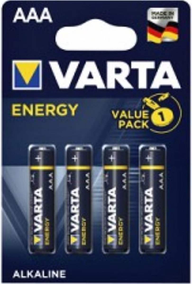 Varta ENERGY alkaline batterijen AAA blister per 4. (hangverpakking)