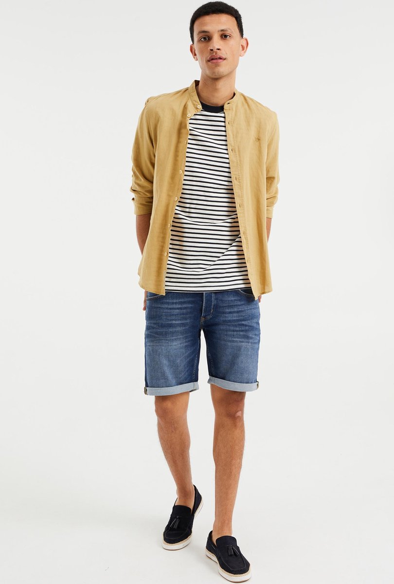 WE Fashion Heren regular fit denimshort van jog denim