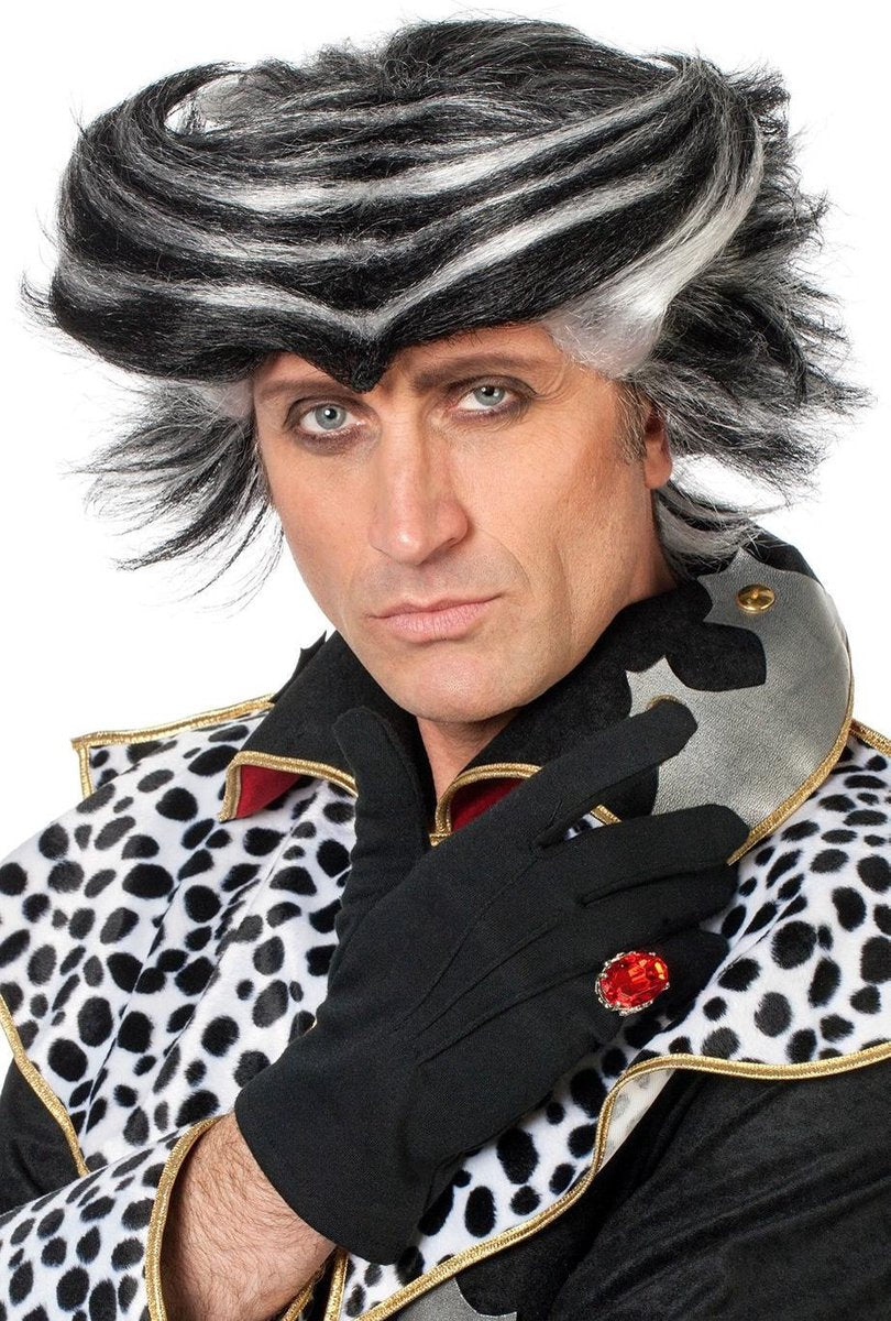 Evil King pruik zwart/wit