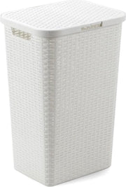 Wasmand met deksel - 60 L - Wit - Rechthoekig