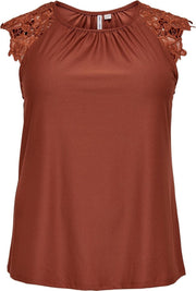 Only Carmakoma top Carsilva Bruin/Oranje maat 54