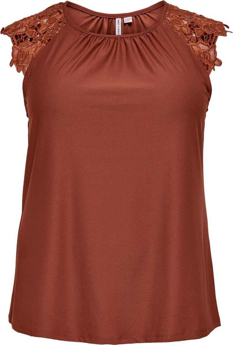 Only Carmakoma top Carsilva Bruin/Oranje maat 54