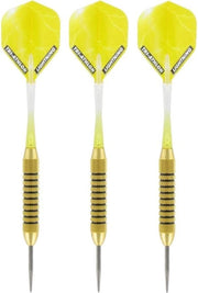 1x Set van 3 dartpijlen Speedy Yellow Brass 21 grams - Darten/darts sport artikelen pijltjes messing
